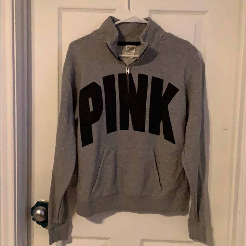 PINK 3/4 zip crewneck
